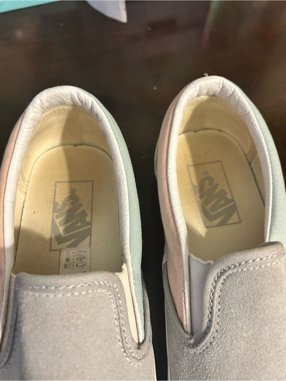 Women’s Slip-On Vans in Light Gray with Pastel Accents - Picture 3 of 9